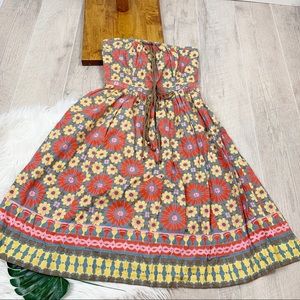 Anthropologie Dresses - Plenty Anthropologie Floral Strapless Skater Dress Anthropologie Dresses - Plenty Anthropologie Floral Strapless Skater Dress